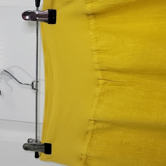 THREE DOTS Yellow Wide-Leg Pants with Pom-Pom Trim Size Small - Picture 5 of 9